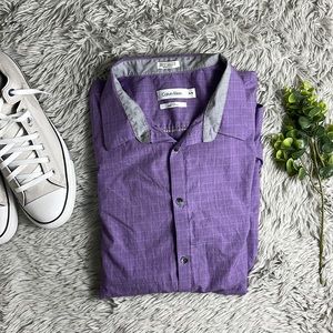 Calvin Klein slim fit purple checkered button down size xL